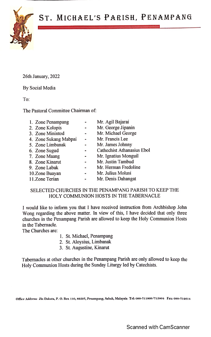 LETTER REGARDING COMMUNION HOST – St. Michael's Parish Penampang Website
